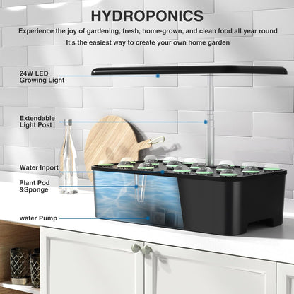Hydroponics Growing System Herb Garden - MUFGA 18 Pods Indoor Gardening System with LED Grow Light