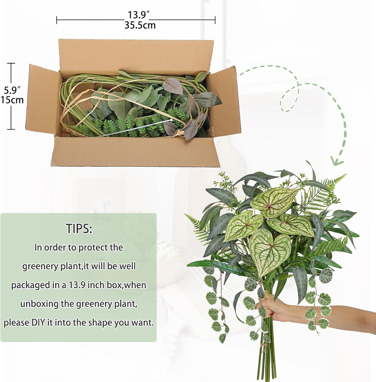 DILATATA Artificial Greenery Stems Box Set, 5 Kinds Mixed Eucalyptus Leaves Trailing Vine Plant