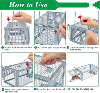2 Packs Humane Rat Trap Outdoor, Wanqueen Humane Mouse Traps Indoor for Home, Small Rodent Chipmunk