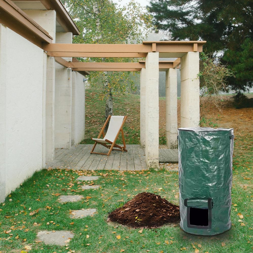 2 Pcs Collapsible Garden Compost Bin, Yard Waste Container Bags, Countertop Compost Tumbler Bin