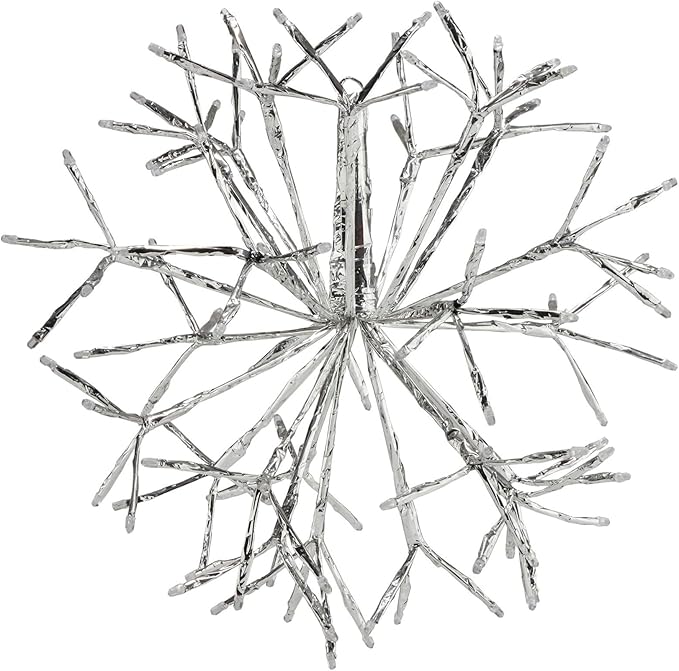 Alpine Corporation 16"H Indoor Holiday 3D Snowflake Hanging Ornament with LED Lights, White