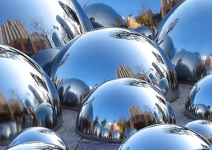Nerien Gazing Ball, Stainless Steel Garden Mirror Globe, Polished Ornament Sphere, Hollow Floating