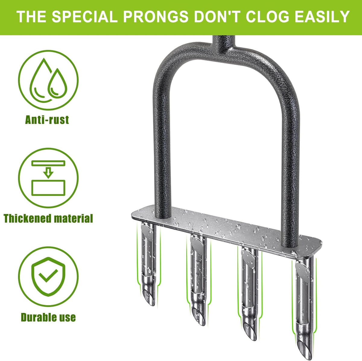 Dolibest Manual Aerator Lawn Tool, Manual Yard Plug Aerators with 4 Stainless Steel Semi-Open