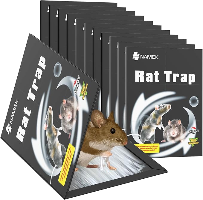 12-Pack Extra Wide Rat Traps, Heavy Duty Glue Traps for Mice & Rats - Eco-Friendly Indoor Pest