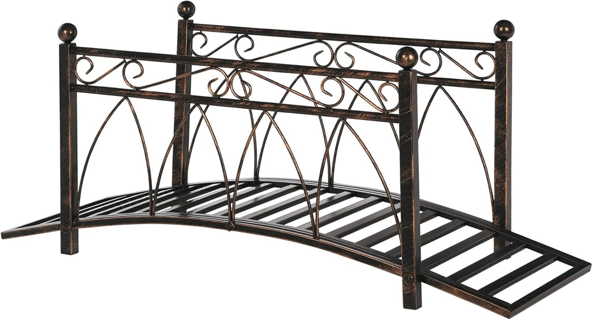 Outsunny 3.3' Metal Arch Zen Garden Bridge with Safety Siderails, Decorative Footbridge, Delicate