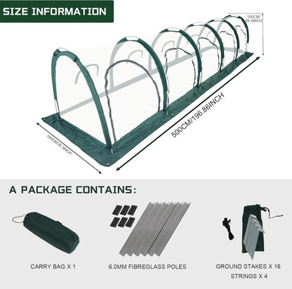 Portable PE Plastic Tunnel Greenhouse for Outdoors - Cambered Poly Transparent Long Greenhouses