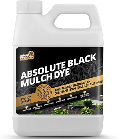 32oz Absolute Black Mulch Dye - Covers up to 2,500 sq. ft., Liquid Mulch Dye Black, Premium Color