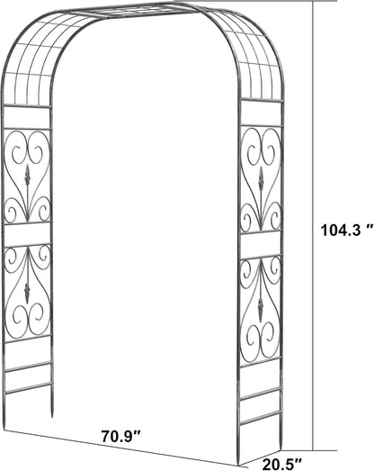 Jardineer Metal Garden Arbor,104.3-Inch Tall,Flat-Top Wrought Iron Outdoor Archway,Heavy-Duty