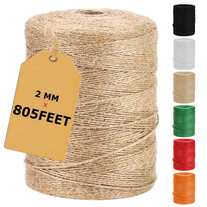 Vanhench 805FT Natural Jute Twine String, Bulk Hemp Jute Rope Cord Twine for Crafts Gardening, Gift