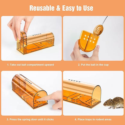 6 Pack Live Mouse Traps No Kill, Humane Mouse Traps Indoor for Home, Reusable Mice Trap Catcher for