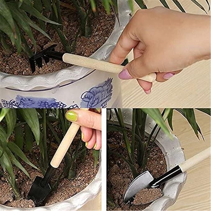 6 Pcs Garden Tools Mini Gardening Kit Plant Potted Flower Gadget Wooden Handles for Transplanting