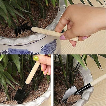 6 Pcs Garden Tools Mini Gardening Kit Plant Potted Flower Gadget Wooden Handles for Transplanting