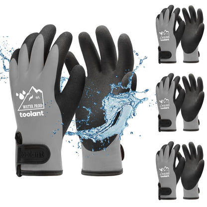 toolant 100% Waterproof Gloves Bulk for Cold Weather, 3 Pairs, Winter Work Gloves for Men
