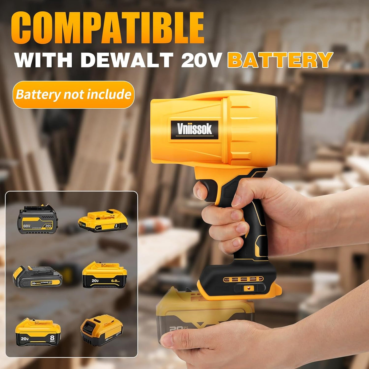 Electric Cordless Leaf Blower Dust Blower for DEWALT 20V Battery, High-Speed Motor Handheld Jet Fan
