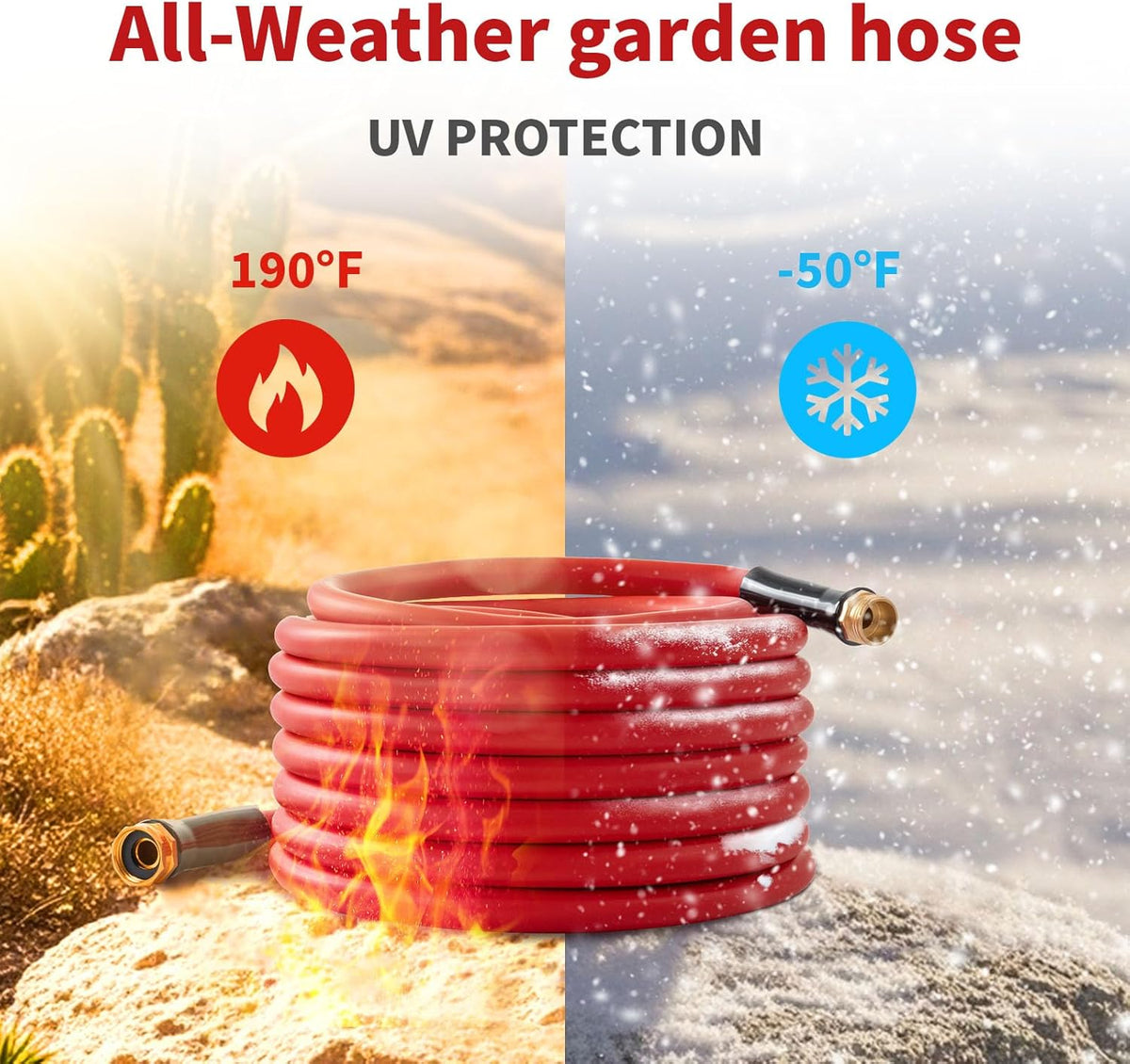 Garden Hose 150 ft x 5/8” Hot/Cold Heavy Duty Water Hose,-50°F to 190°F,Burst 600Psi Flexible