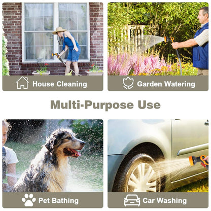 Omont Metal Garden Hose 50FT, Heavy Duty 304 Stainless Steel Water Hoses with Nozzle, Flexible