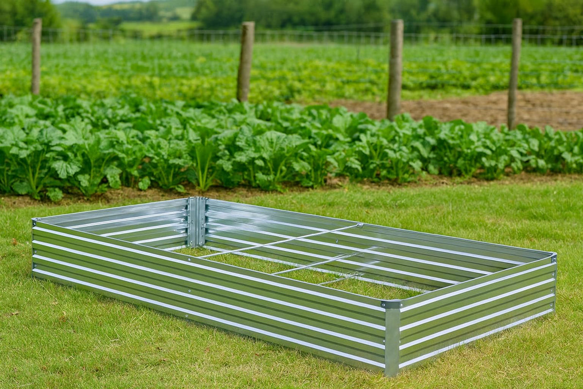 Meberam 2 Pack 6x3x1FT Galvanized Raised Garden Beds Kit Outdoor Metal Gardening Planter Box for
