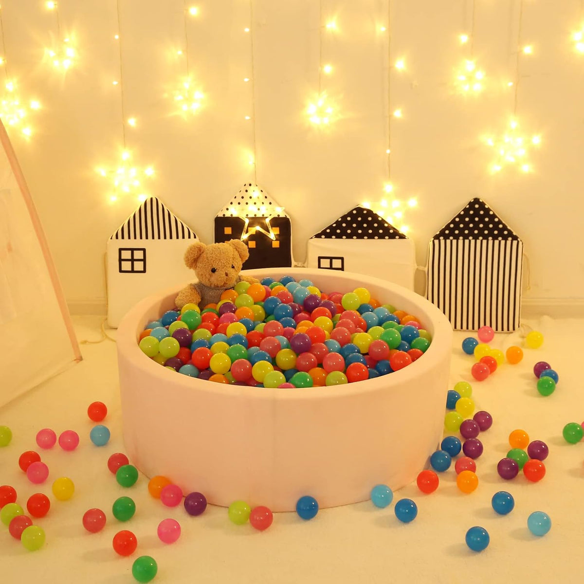 Ball Pit Balls for Kids, Plastic Refill 2.2 Inch Balls, 100 Pack, Bright Colors, Phthalate and BPA