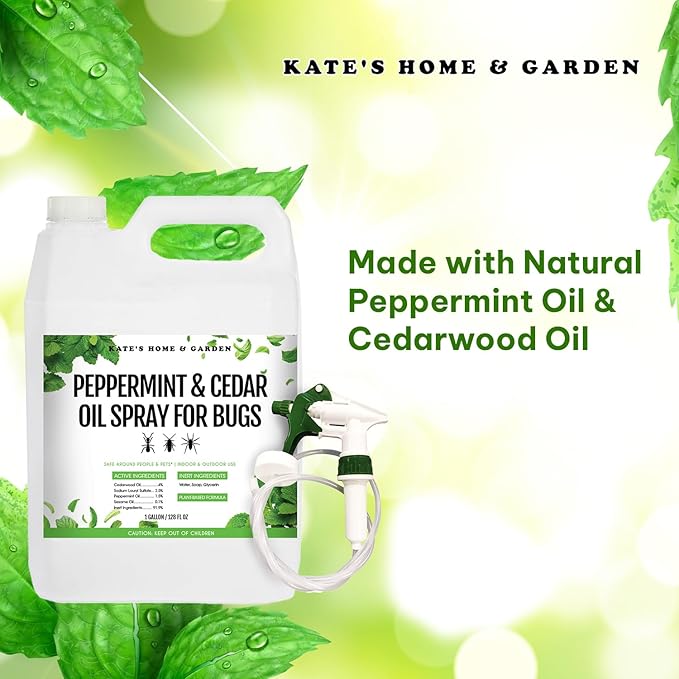 Kate's Home & Garden Peppermint Oil Spray for Bugs, Ants, Insects, Spiders, Stink Bug. Pesticide