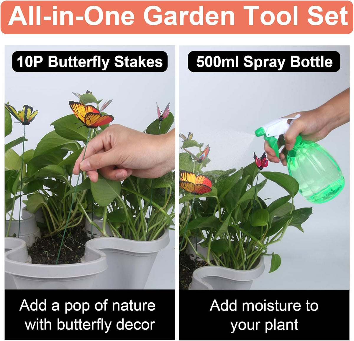 Vertical Planter, 6 Tier Stackable Strawberry Planter with Garden Tool Set, Movable Indoor/Outdoor