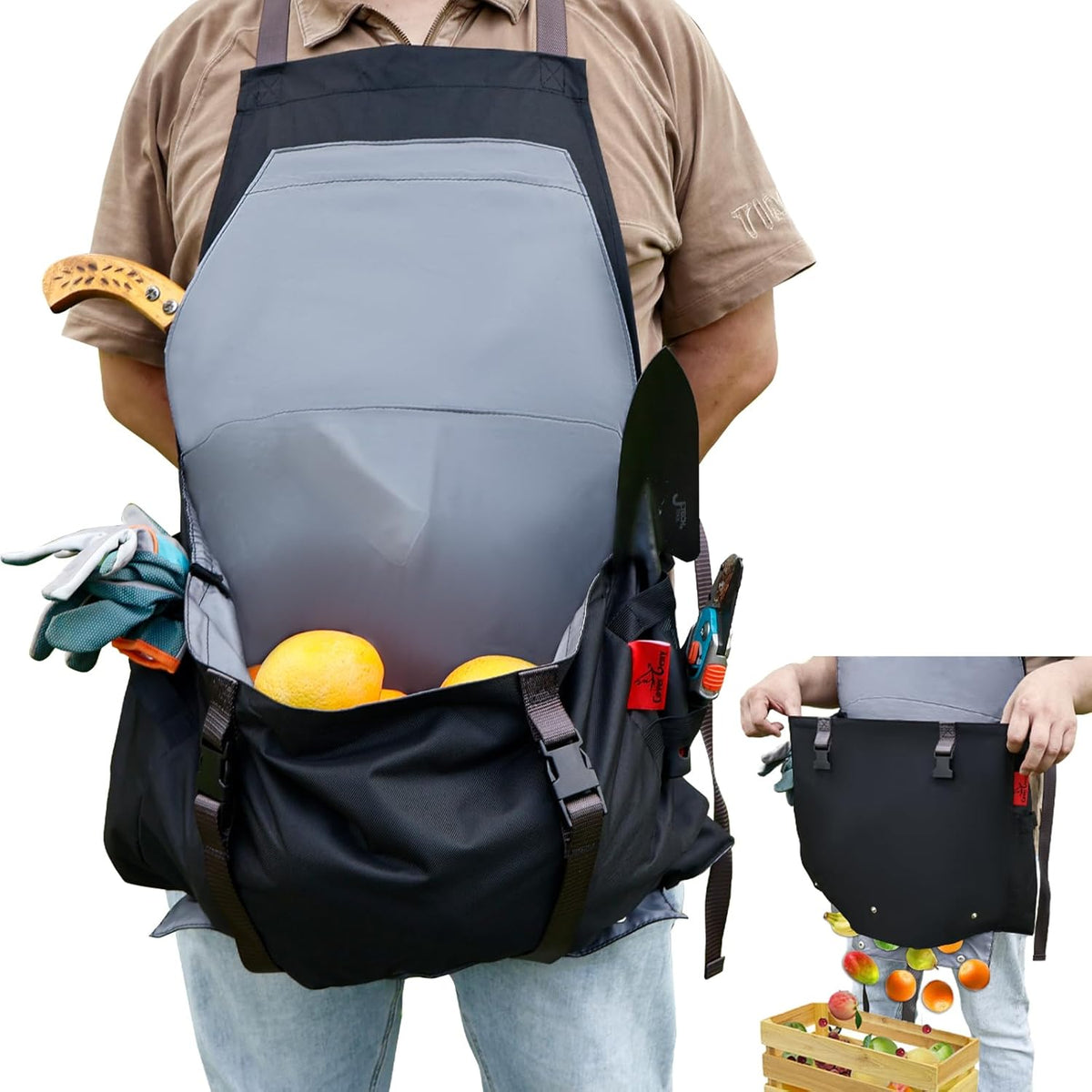 Extra Size Gardening Apron Waterproof Cross Back Apron Women, 600D Polyester Heavy Duty Men Apron