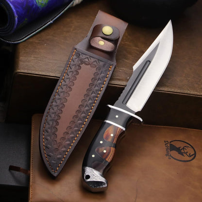 (DeHong-88 Hunting Knife, 7.1" (about 18 cm) Fixed Blade Tactical knife ，Configure leather