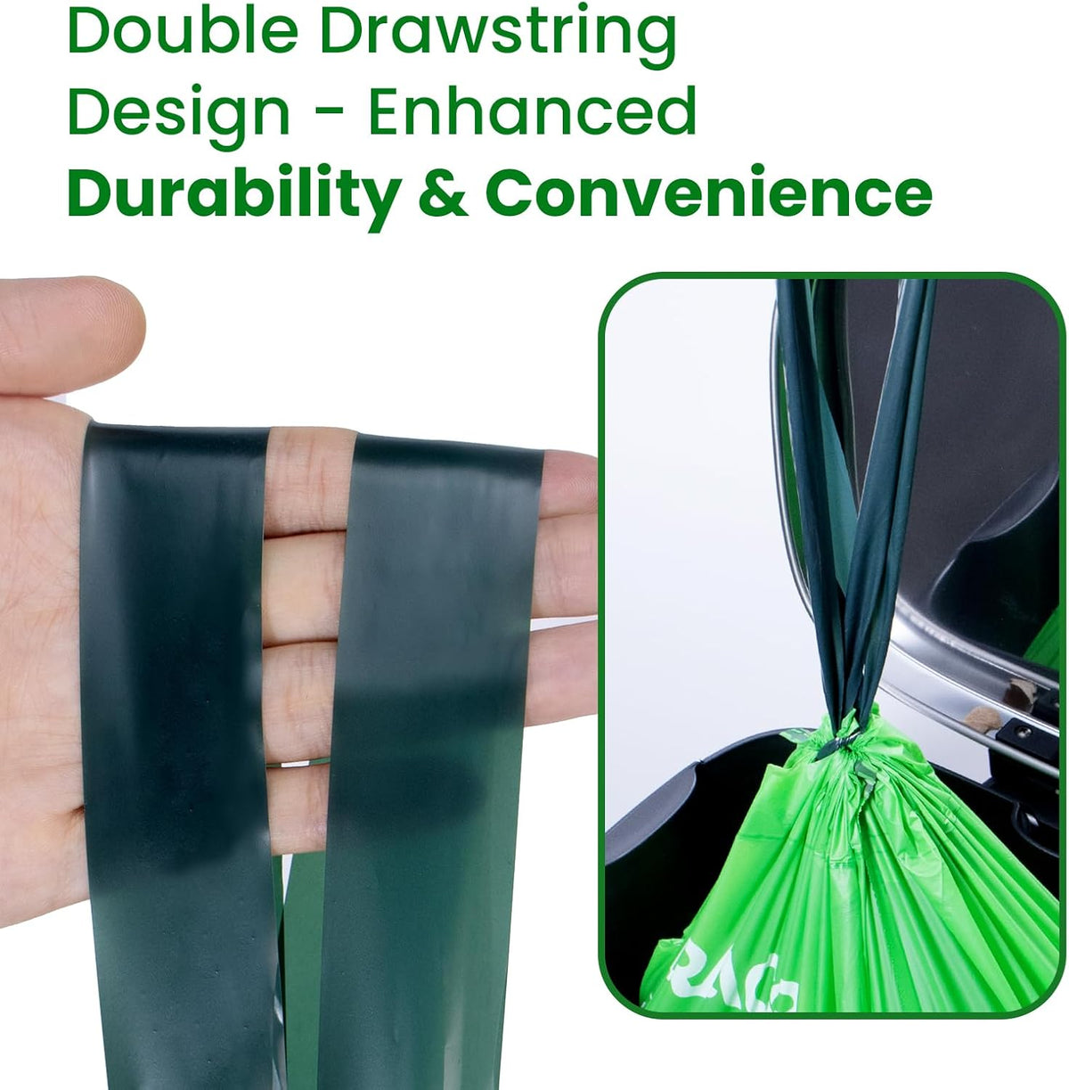 13 Gallon Compostable Trash Bags Liners Drawstring, Heavy Duty Extra Thick 1 Mil, 49.21 Liter, 35