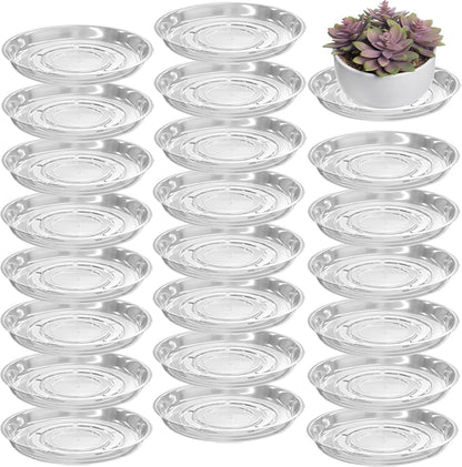20 Packs 12" Large Clear Plant Saucers for Indoor Outdoor Use Heavy Duty Plastic Plant Trays for