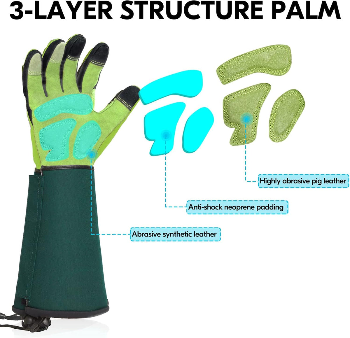Vgo... Gardening Gloves Ladies,Safety Work Gloves,Long Sleeves Gauntlet,Puncture