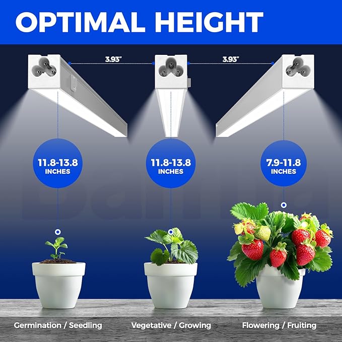 Barrina Grow Lights for Indoor Plants, 1ft Plant Lights for Indoor Growing, 5000K White Full