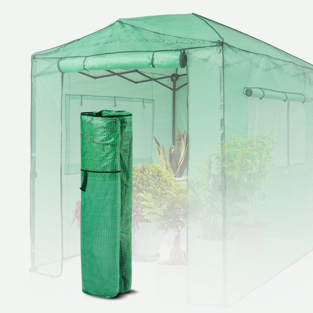 EAGLE PEAK Replacement Cover for 8x6 Portable Walk-in Pop up Greenhouse, Front and Rear Roll-Up