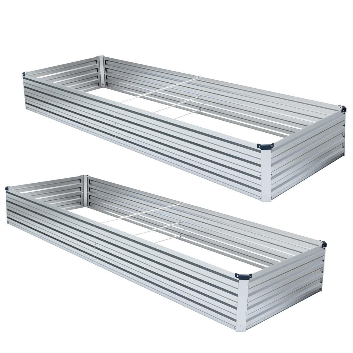 Meberam 2 Pack 6x3x1FT Galvanized Raised Garden Beds Kit Outdoor Metal Gardening Planter Box for