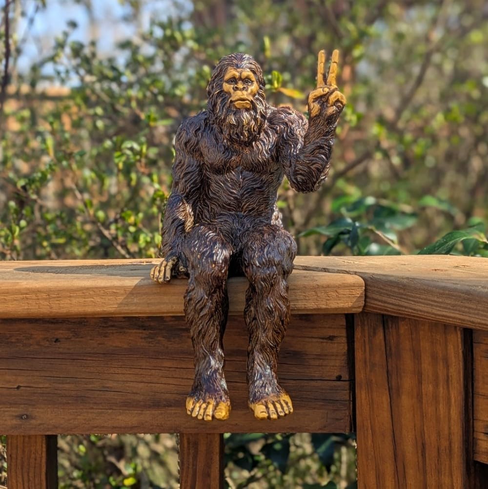 John Bernard & Company Bigfoot Peace Sign Decorative Sasquatch Yeti Statue/Figurine Indoor/Outdoor
