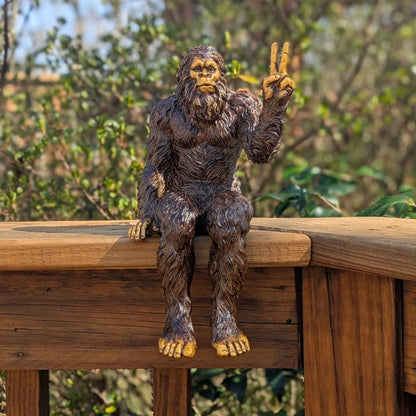 John Bernard & Company Bigfoot Peace Sign Decorative Sasquatch Yeti Statue/Figurine Indoor/Outdoor