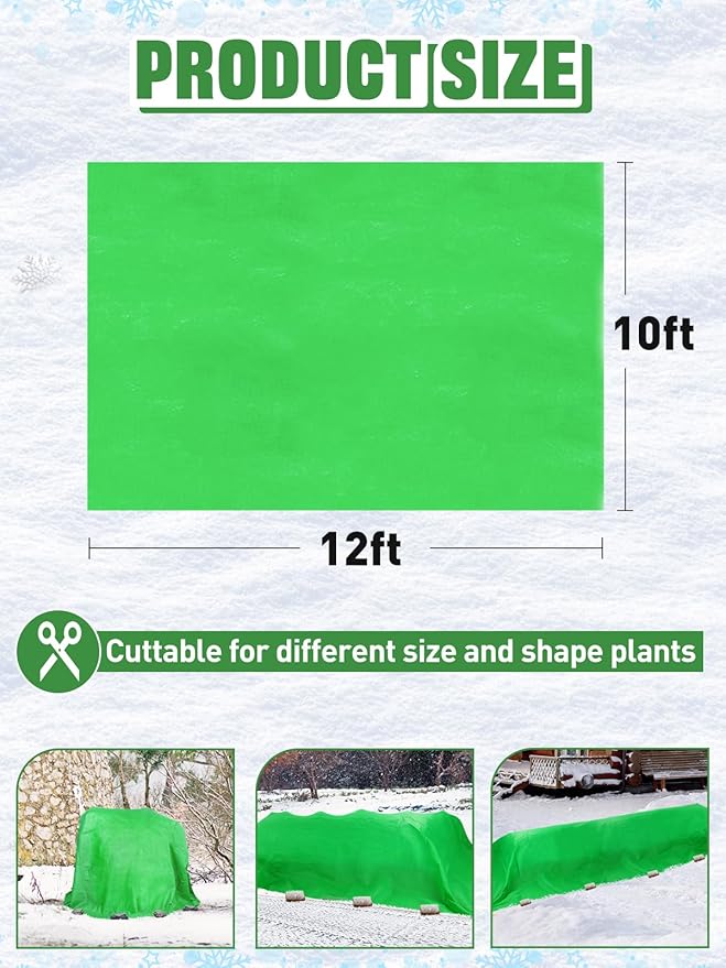 Alphatool 2.0oz/yd² Plant Covers Freeze Protection - 10 x 12 ft Easy of Use Green Winter Plant
