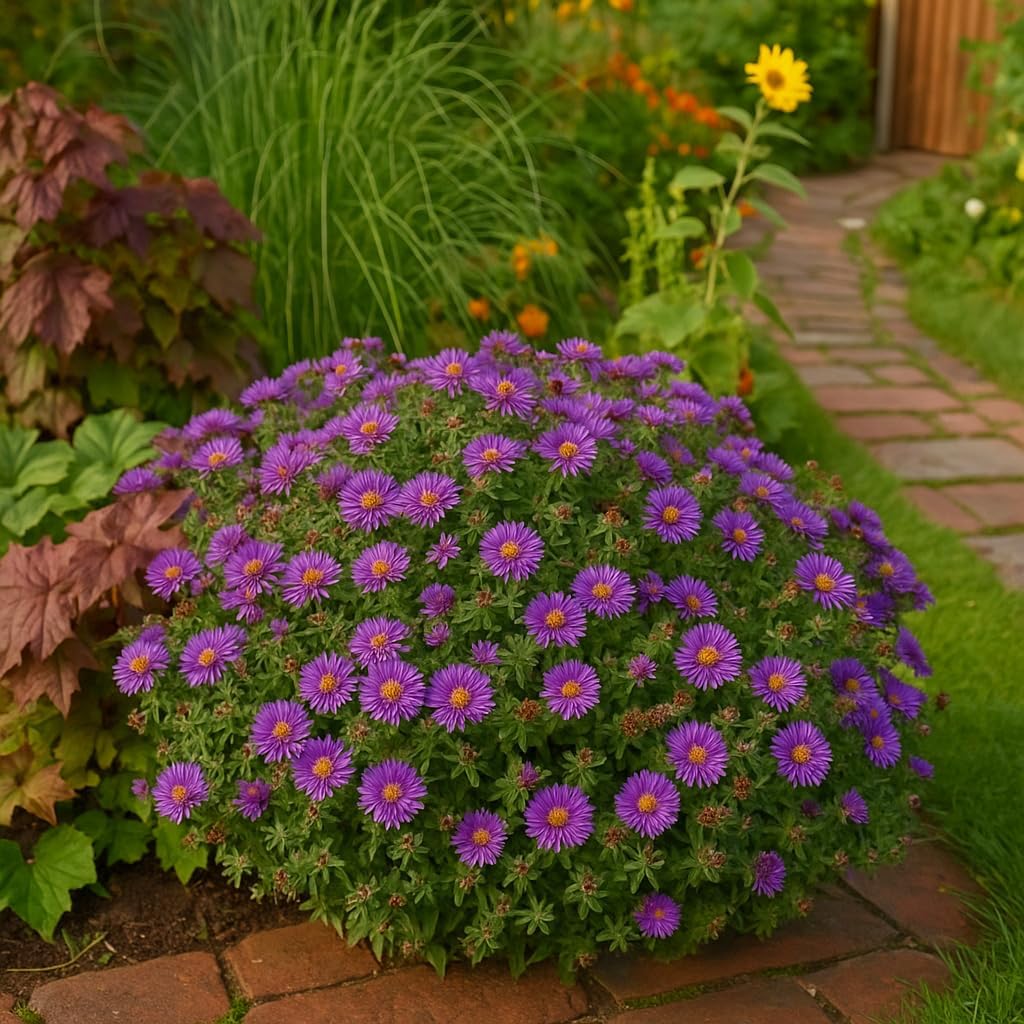 Perennial Farm Aster Novae-Angliae 'Purple Dome' – Live Dwarf New England Perennial in #1