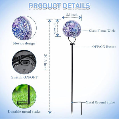 Solar Lights Outdoor Decorative Solar Mosaic Garden Stakes Cracked Glass Decorative Waterproof