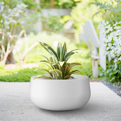 Kante 11.8" Dia Round Concrete Planter, Cement Plant Pots with Drainage Hole and Rubber Plug for