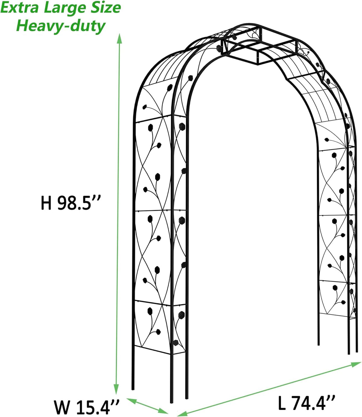 Metal Garden Arch 8.2 FT High x 6.2 FT Wide Garden Arbor Trellis for Outdoor Climbing Plants