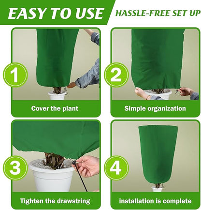 Alpurple 2 Packs Winter Drawstring Plant Covers- 39 x 63 Inch Warm Plant Protection Cover Bags