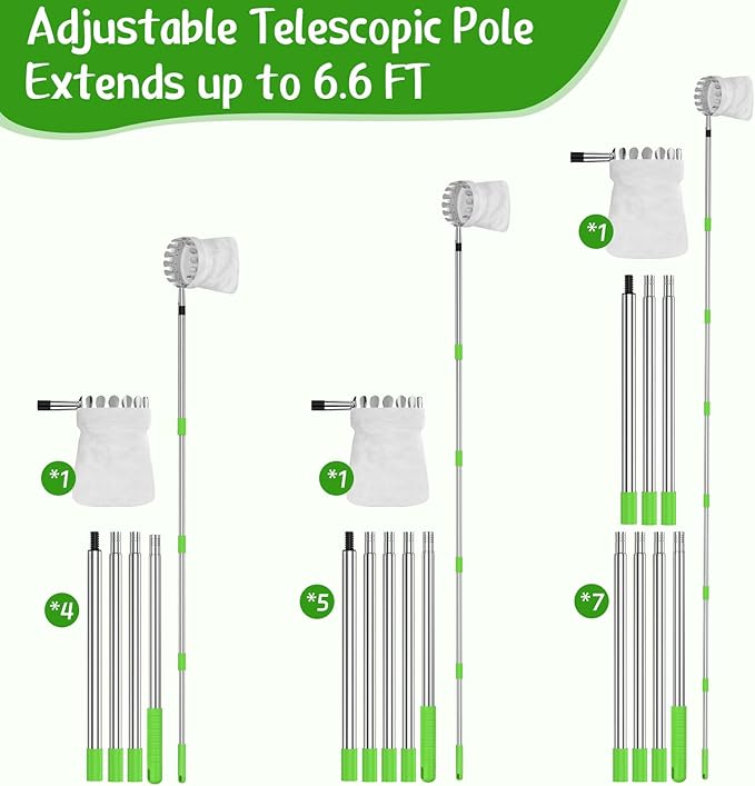 6.6 FT Fruit Picker Tool with Stainless Steel Pole & Soft Cloth Basket – Lightweight Tree Fruit