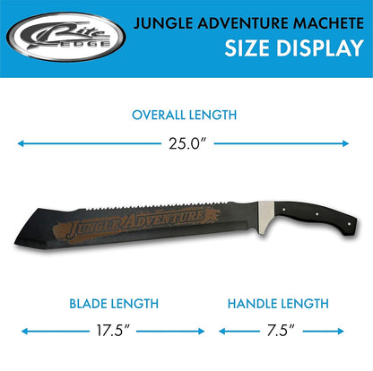SZCO Supplies 25” Black Wood Handle Heavy Duty Saw Back Jungle Cleaver Machete With Sheath