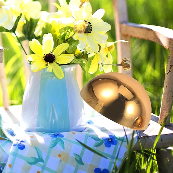 5Pcs Golden Stainless Steel Gazing Spheres Reflective Half Ball Garden Decor for Unique Photography