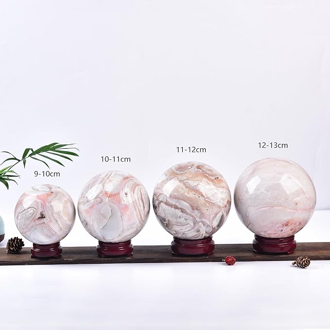 JIC Gem Extra Large Pink Agate Crystal Sphere,Decorative Crystal Ball Pink Gemstone Sphere for