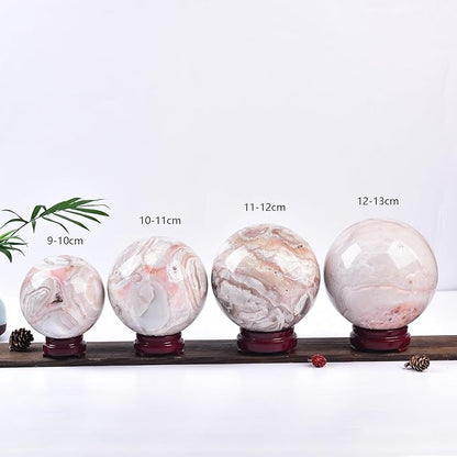 JIC Gem Extra Large Pink Agate Crystal Sphere,Decorative Crystal Ball Pink Gemstone Sphere for