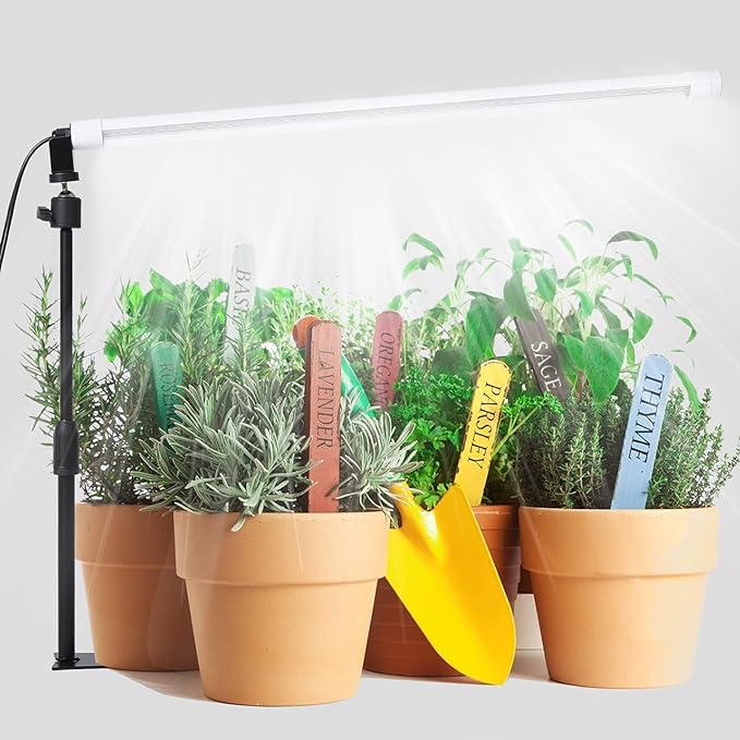JCBritw Standing LED Grow Light，Adjustable 2ft T8 Bar Plant Light, White 4500K Full Spectrum Plant