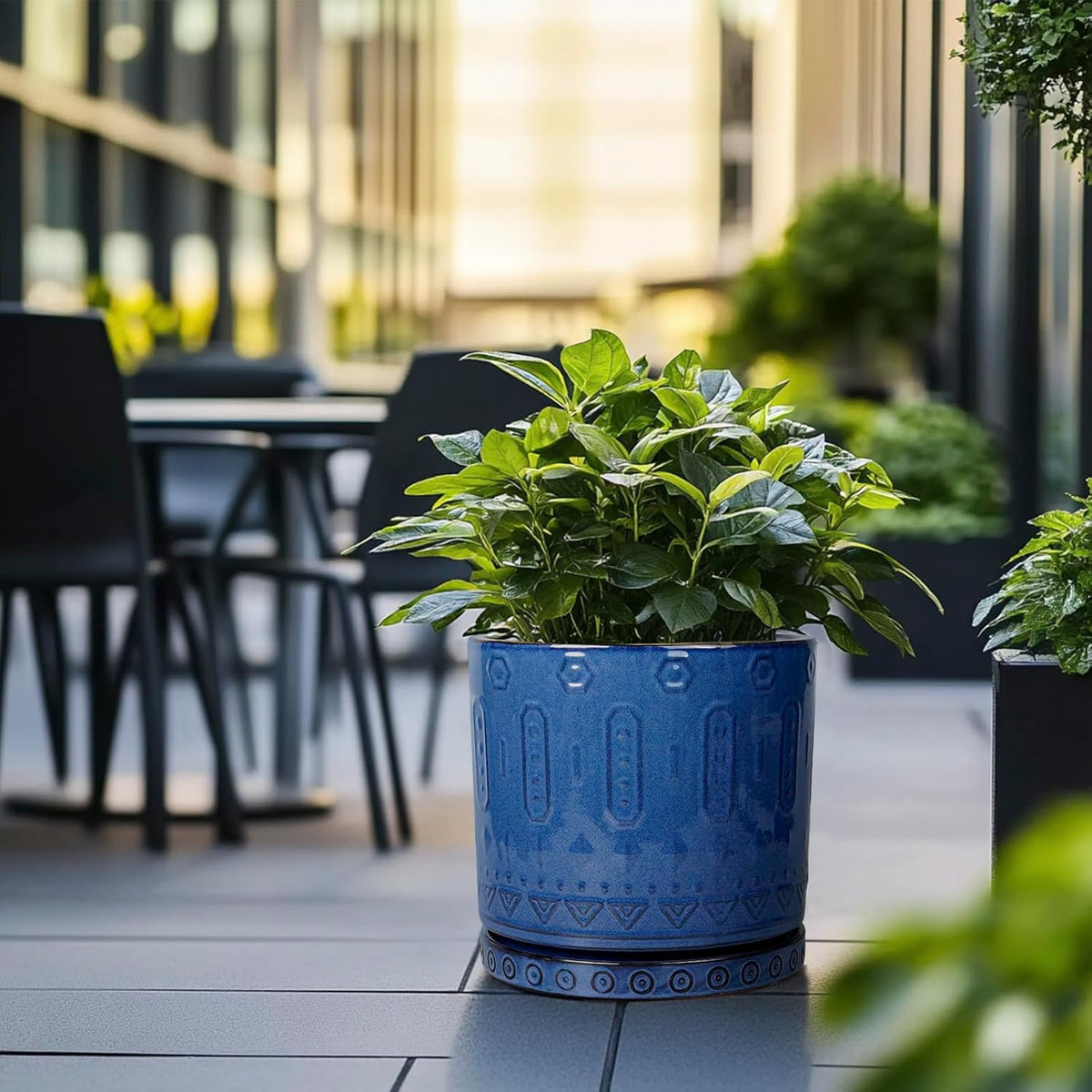 12 Inch Pot for Plants - Ceramic Planter for Indoor Plants Large Plant Pot with Drainage Holes and
