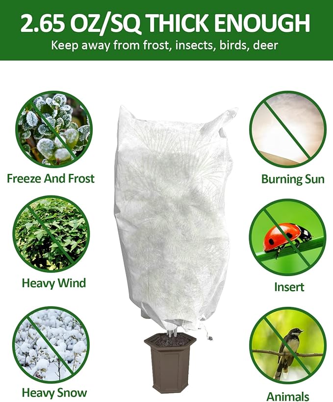 EAONE 12 Pack Plant Covers Freeze Protection, 24x32'' Winter Frosts Cloth for Outdoor Plants