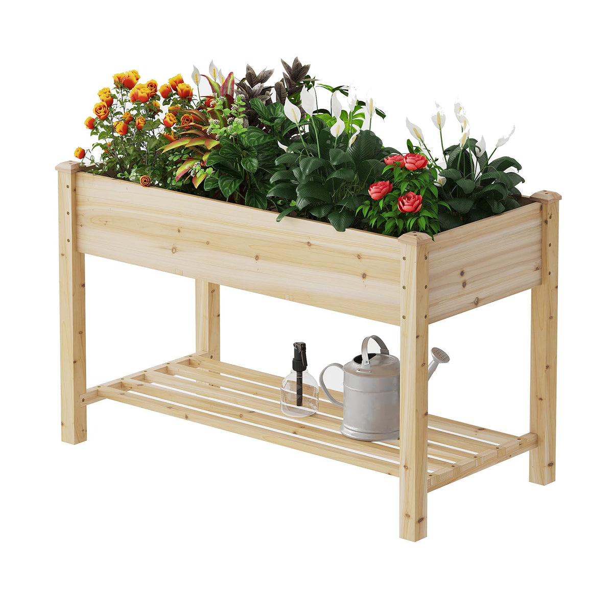 Wooden Planter Elevated Wooden Raised Garden Bed with Legs Planter Box