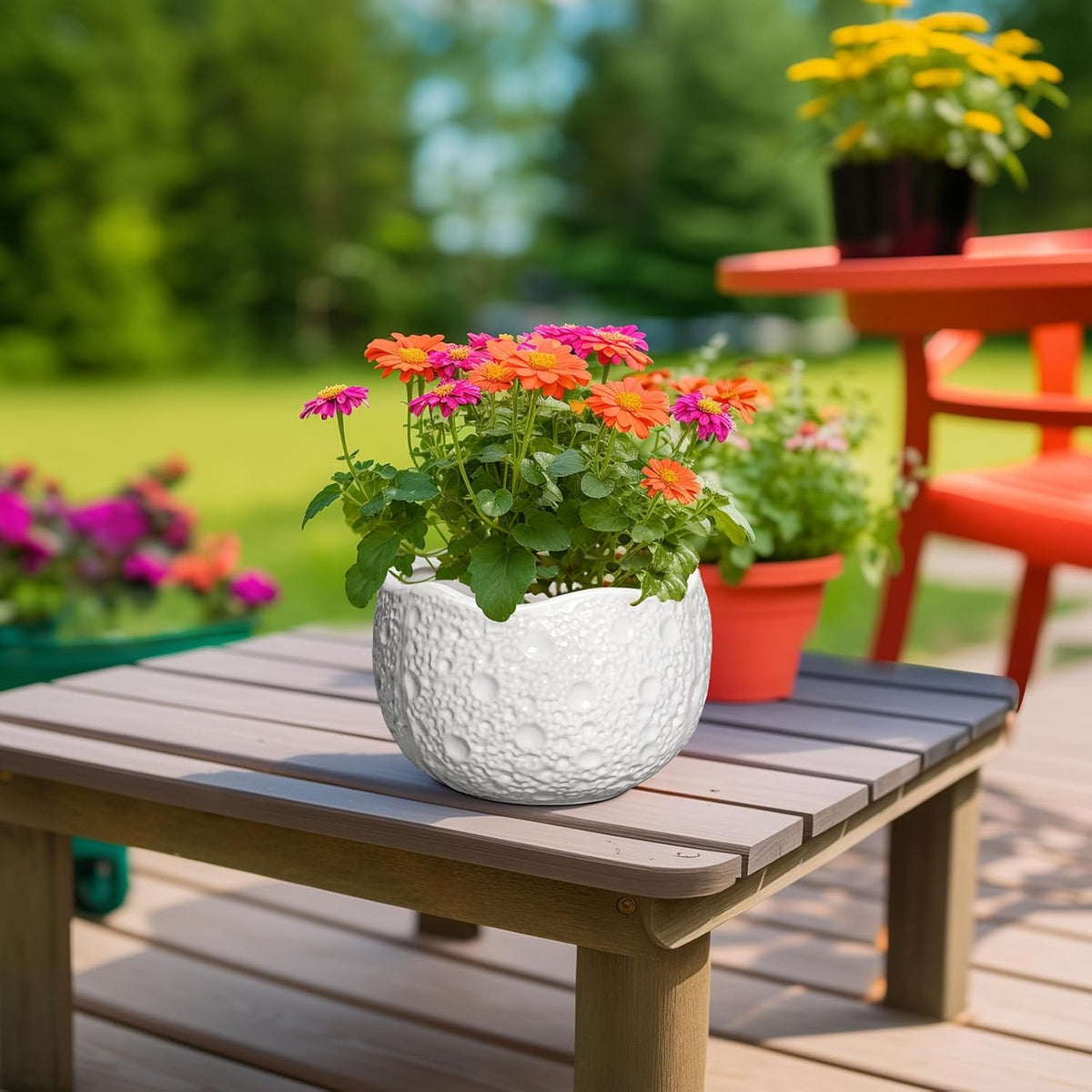 Ceramic Plant Pot - 8 Inch Round Planter with Drainage Hole, Decorative Plant Pots for Indoor